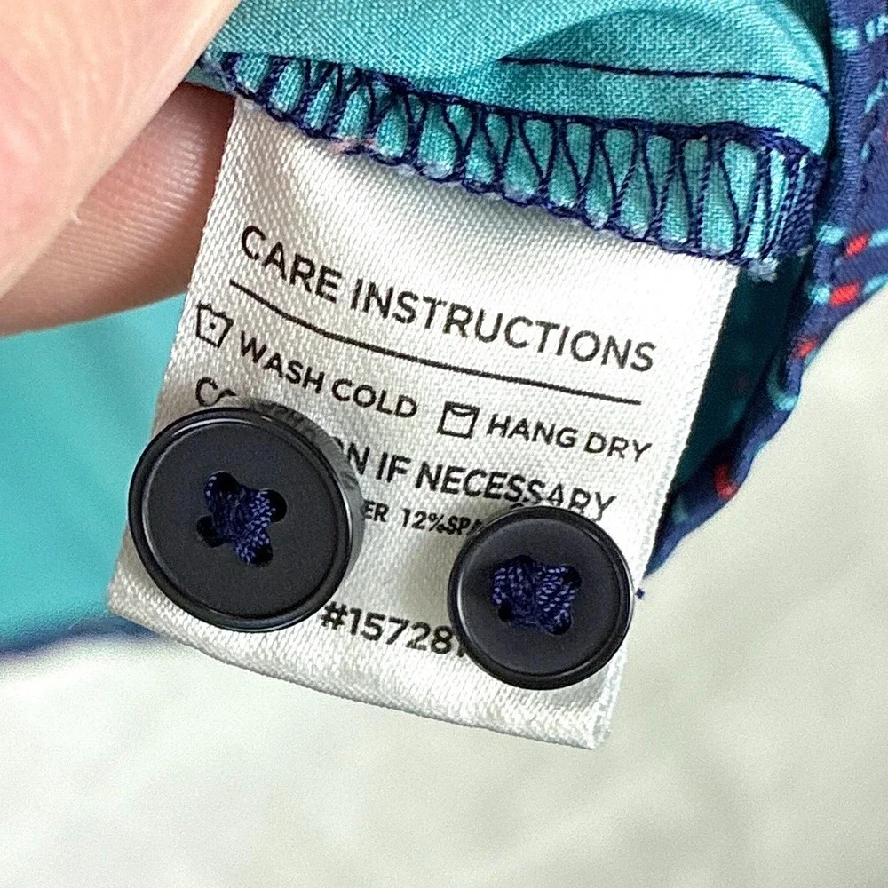 Mizzen + Main Polo Shirt Mens XL Blue Versa Geometric Dots Performance Stretch
